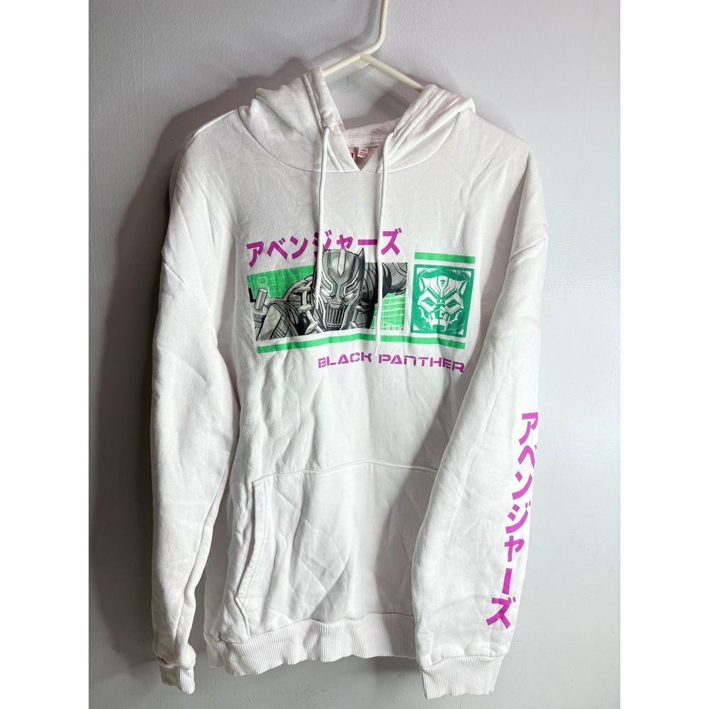 Marvel Black Panther Mech Strike Hoodie Mens XL White Graphic Print Pullover